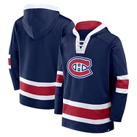 Men's Fanatics Navy Montreal Canadiens Inside Line Fleece Pullover Hoodie