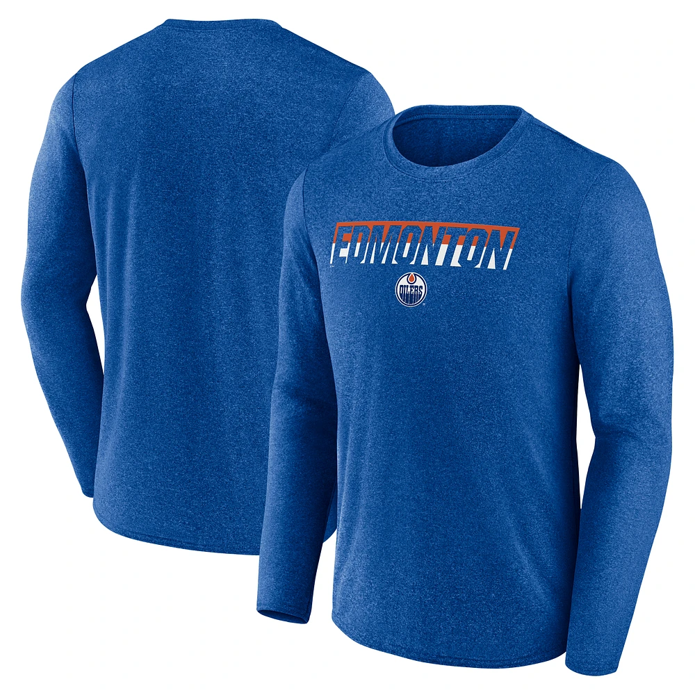 Men's Fanatics  Heather Royal Edmonton Oilers Transition Long Sleeve T-Shirt