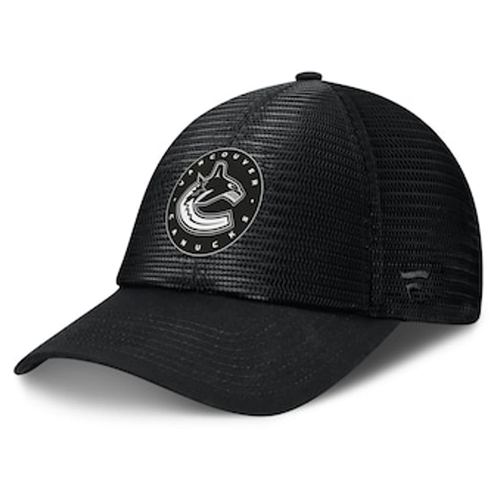 Men's Fanatics Black Vancouver Canucks Sin Bin Mesh Adjustable Hat