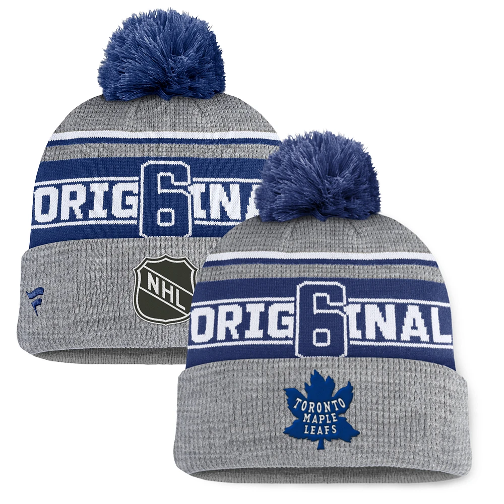 Men's Fanatics Heather Gray Toronto Maple Leafs Lumberjack Cuffed Knit Hat with Pom