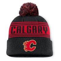 Men's Fanatics Black Calgary Flames Enforcer Knit Hat with Pom