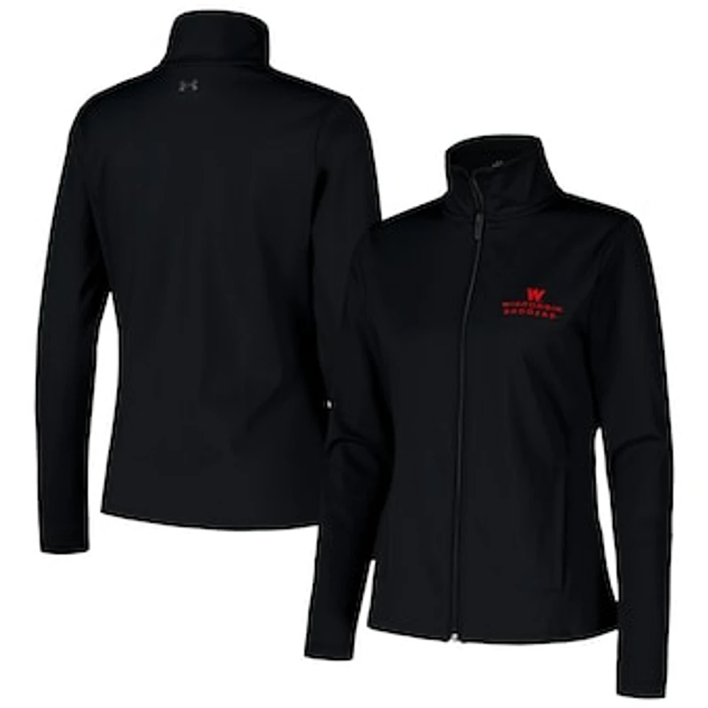 Women's Under Armour Black Wisconsin Badgers Sweat-Wicking Soft Motion Full-Zip Jacket