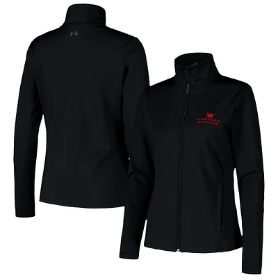 Women's Under Armour Black Wisconsin Badgers Sweat-Wicking Soft Motion Full-Zip Jacket