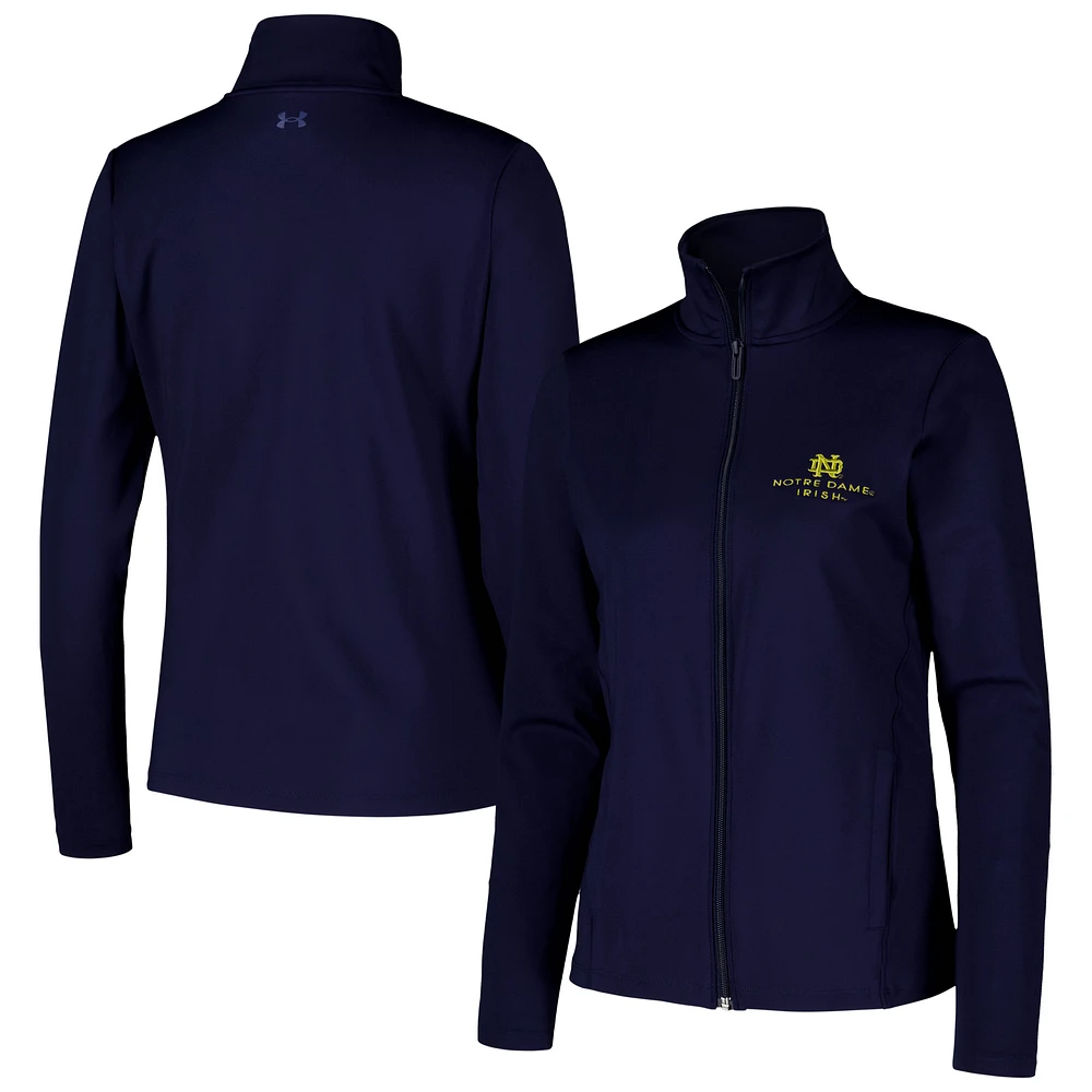 Women's Under Armour Navy Notre Dame Fighting Irish Sweat-Wicking Soft Motion Full-Zip Jacket