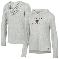 Women's Under Armour Heather Gray Auburn Tigers Super-Soft Breezy Long Sleeve Tri-Blend Hoodie T-Shirt