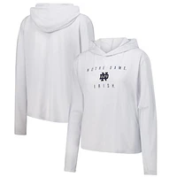 Women's Under Armour White Notre Dame Fighting Irish Super-Soft Breezy Long Sleeve Tri-Blend Hoodie T-Shirt