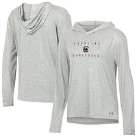 Women's Under Armour Heather Gray South Carolina Gamecocks Super-Soft Breezy Long Sleeve Tri-Blend Hoodie T-Shirt