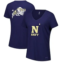 Women's Under Armour Navy Midshipmen Inline V-Neck T-Shirt