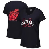 Women's Under Armour Black Maryland Terrapins Inline V-Neck T-Shirt