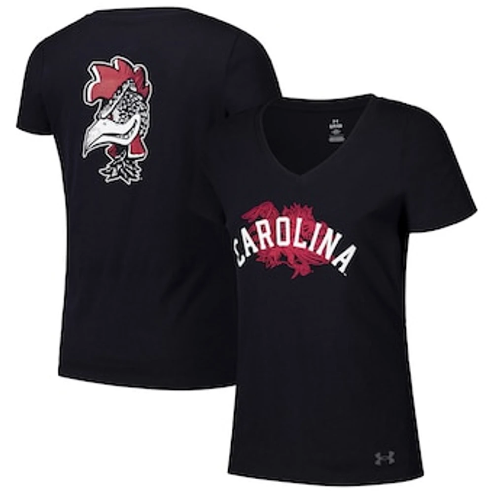 Women's Under Armour Black South Carolina Gamecocks Logo V-Neck T-Shirt