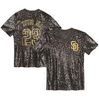 Juniors Fernando Tatis Jr. Brown San Diego Padres Name & Number Sequin V-Neck Top