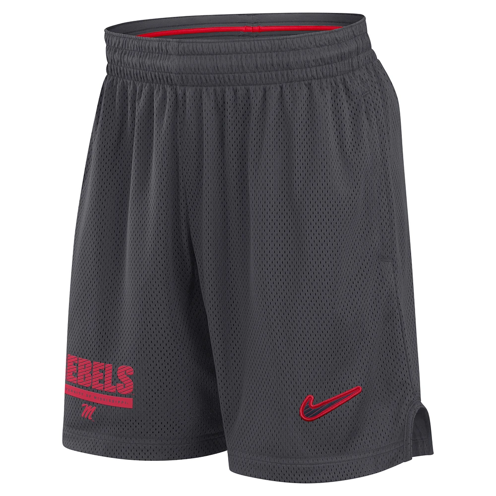 Men's Nike Anthracite Ole Miss Rebels 2024 Sideline Mesh Shorts