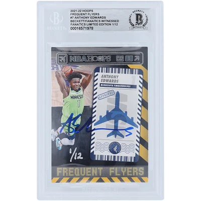 Limited Edition of 12: Anthony Edwards Minnesota Timberwolves Autographed 2021-22 Panini Hoops Frequent Flyers Beckett Fanatics Witnessed Authenticated Card