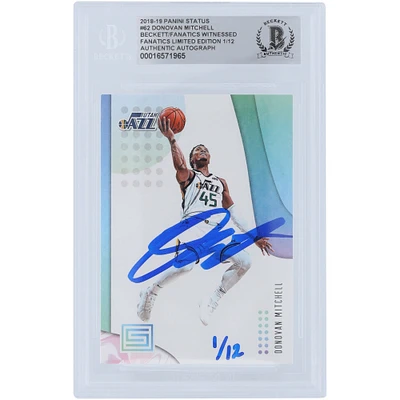 Limited Edition of 12: Donovan Mitchell Utah Jazz Autographed 2018-19 Panini Status Beckett Fanatics Witnessed Authenticated Card