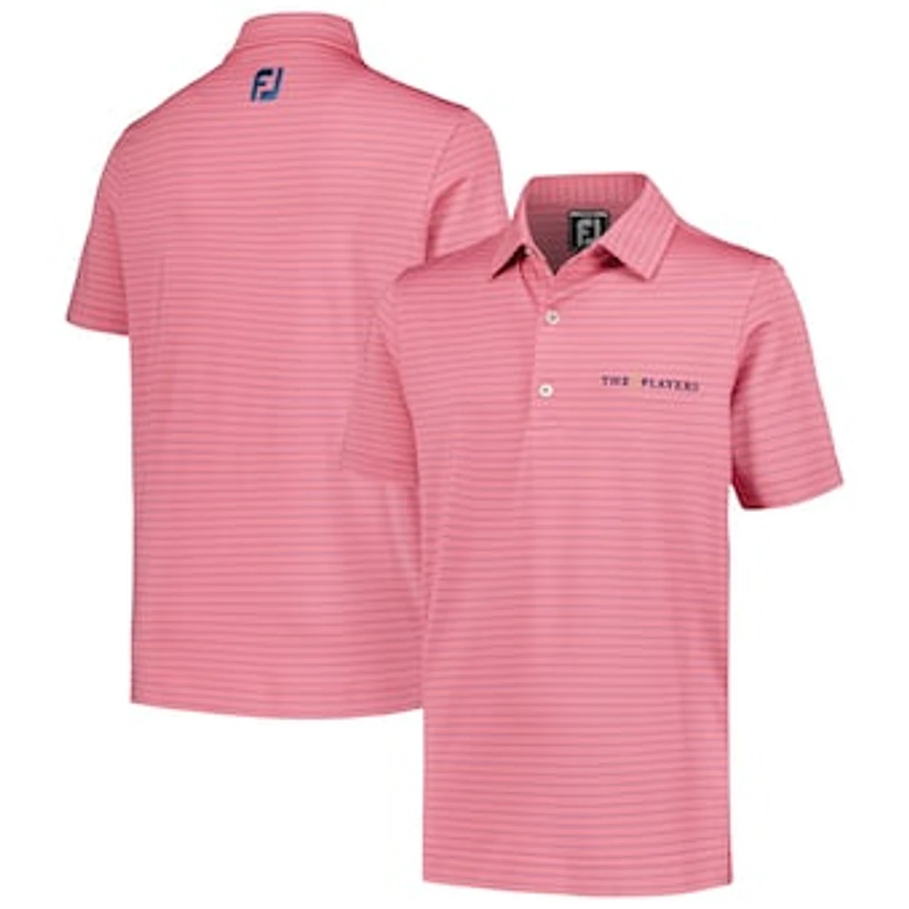 Youth FootJoy Pink THE PLAYERS Pencil Stripe ProDry Polo