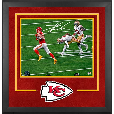Travis Kelce Kansas City Chiefs Autographed Super Bowl LVIII Champions Deluxe Framed 16" x 20" Photograph