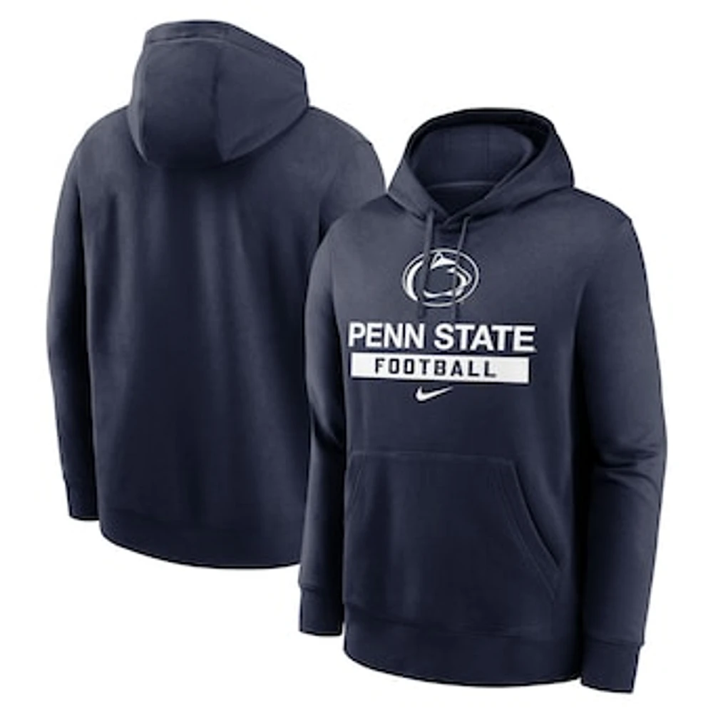 Men's Nike Navy Penn State Nittany Lions Football Stack Club Fleece Pullover Hoodie