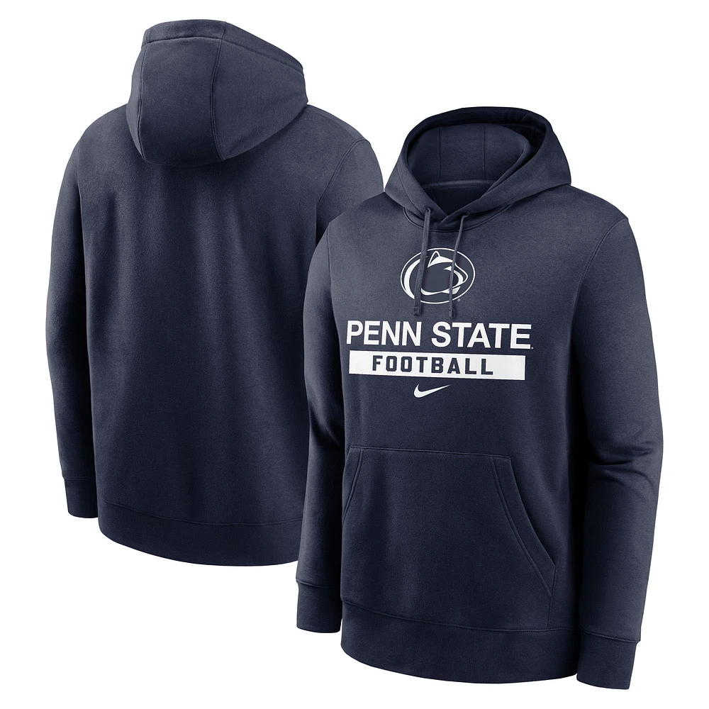 Men's Nike Navy Penn State Nittany Lions Football Stack Club Fleece Pullover Hoodie