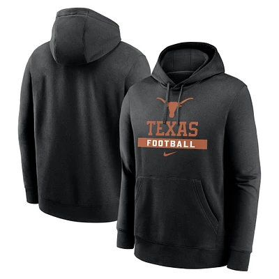 Men's Nike Black Texas Longhorns Football Stack Club Fleece Pullover Hoodie