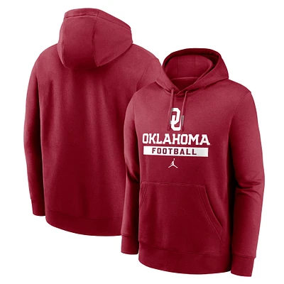 Men's Jordan Brand Crimson Oklahoma Sooners Football Stack Club Fleece Pullover Hoodie