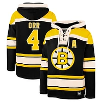 Men's '47 Bobby Orr Black Boston Bruins Retired Player Name & Number Lacer Pullover Hoodie