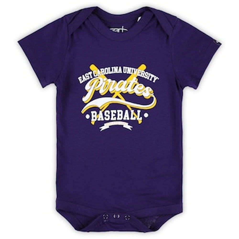 Newborn & Infant Garb Purple ECU Pirates Otis Baseball Bodysuit