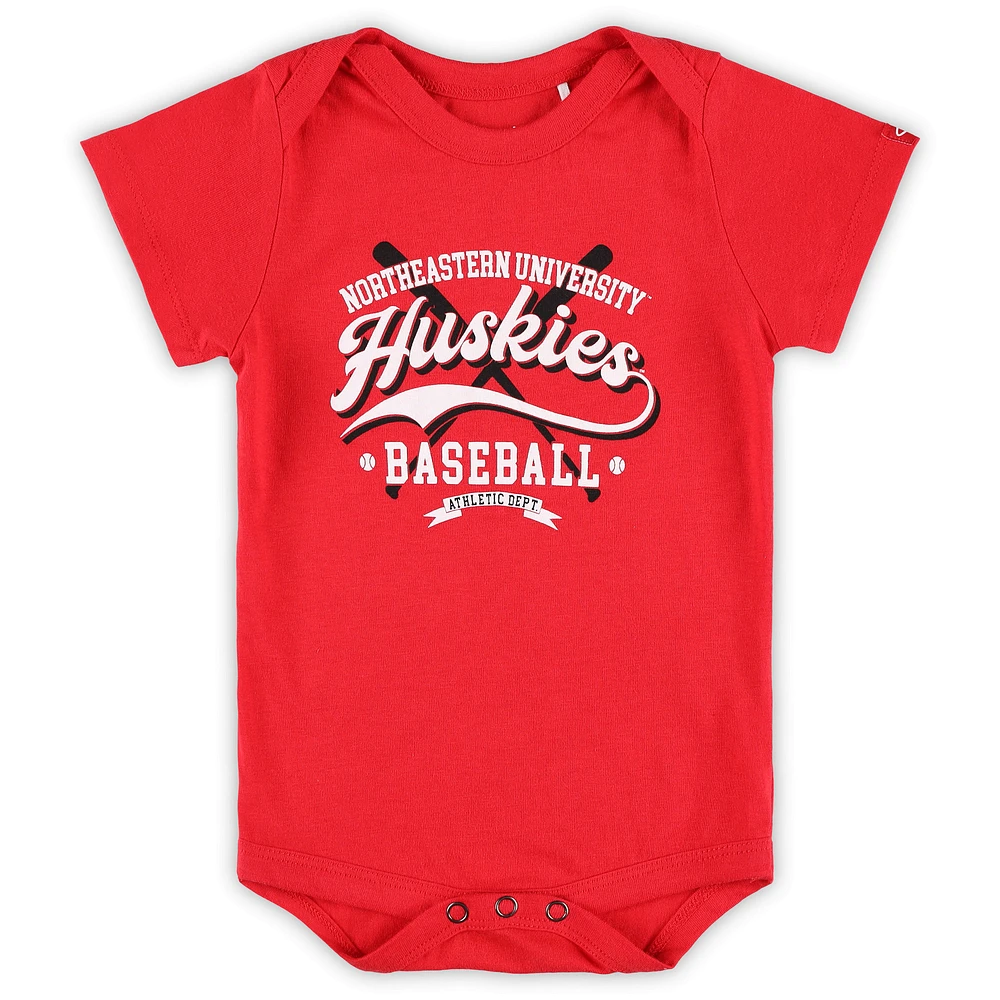 Newborn & Infant Garb Red Northeastern Huskies Otis Baseball Bodysuit