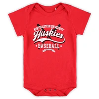 Newborn & Infant Garb Red Northeastern Huskies Otis Baseball Bodysuit