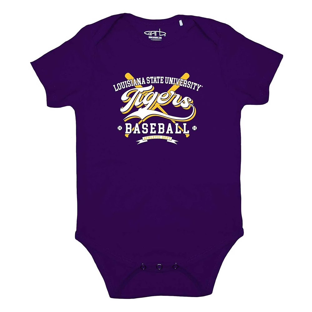 Newborn & Infant Garb Purple LSU Tigers Otis Baseball Bodysuit