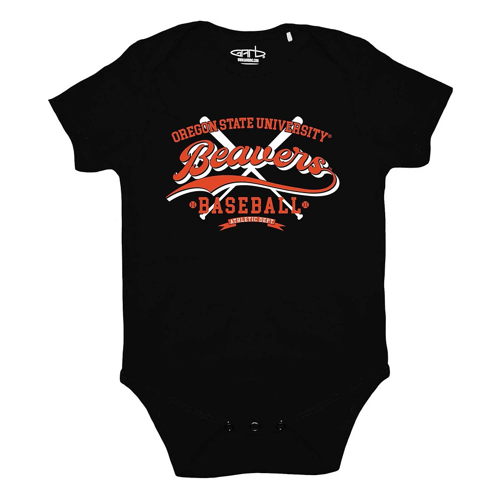 Newborn & Infant Garb Black Oregon State Beavers Otis Baseball Bodysuit