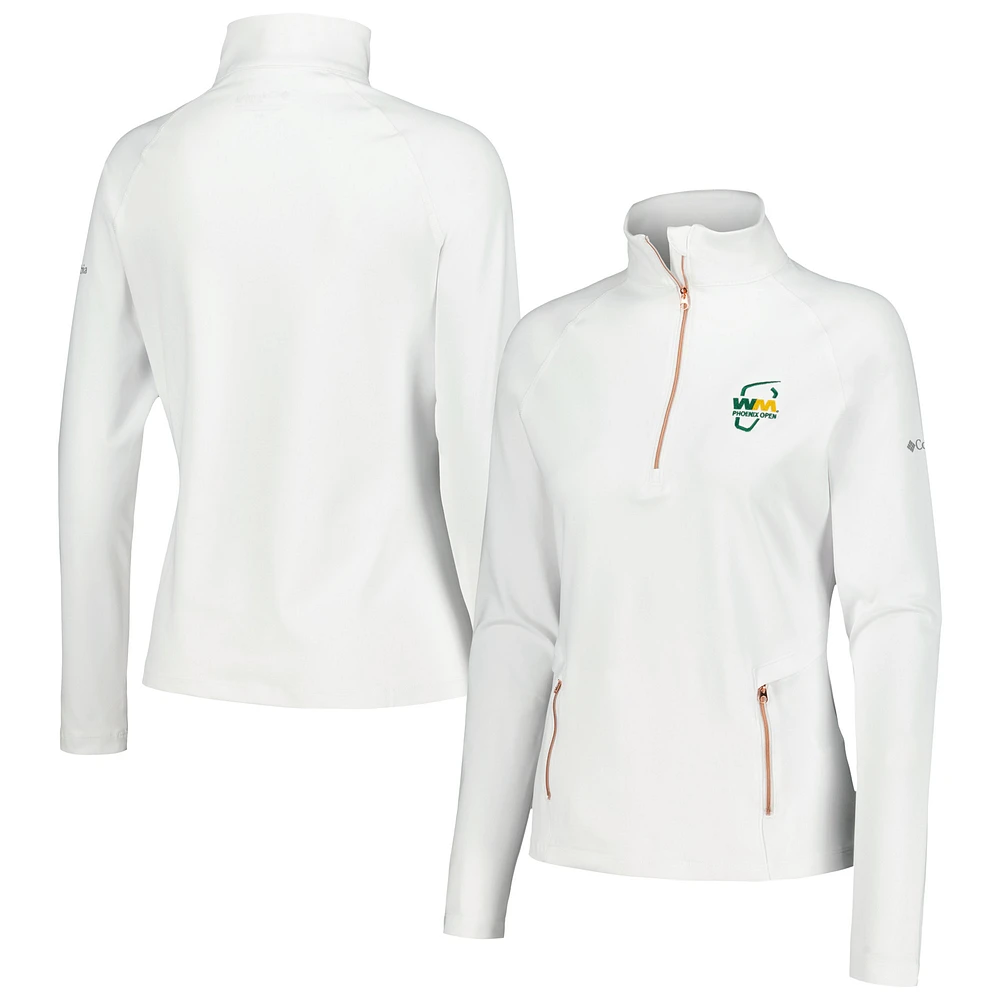 Women's Columbia White WM Phoenix Open Outward Nine Omni-Wick Raglan Quarter-Zip Jacket