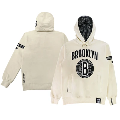 Unisex NBA x Two Hype  Cream Brooklyn Nets Culture & Hoops Heavyweight Pullover Hoodie