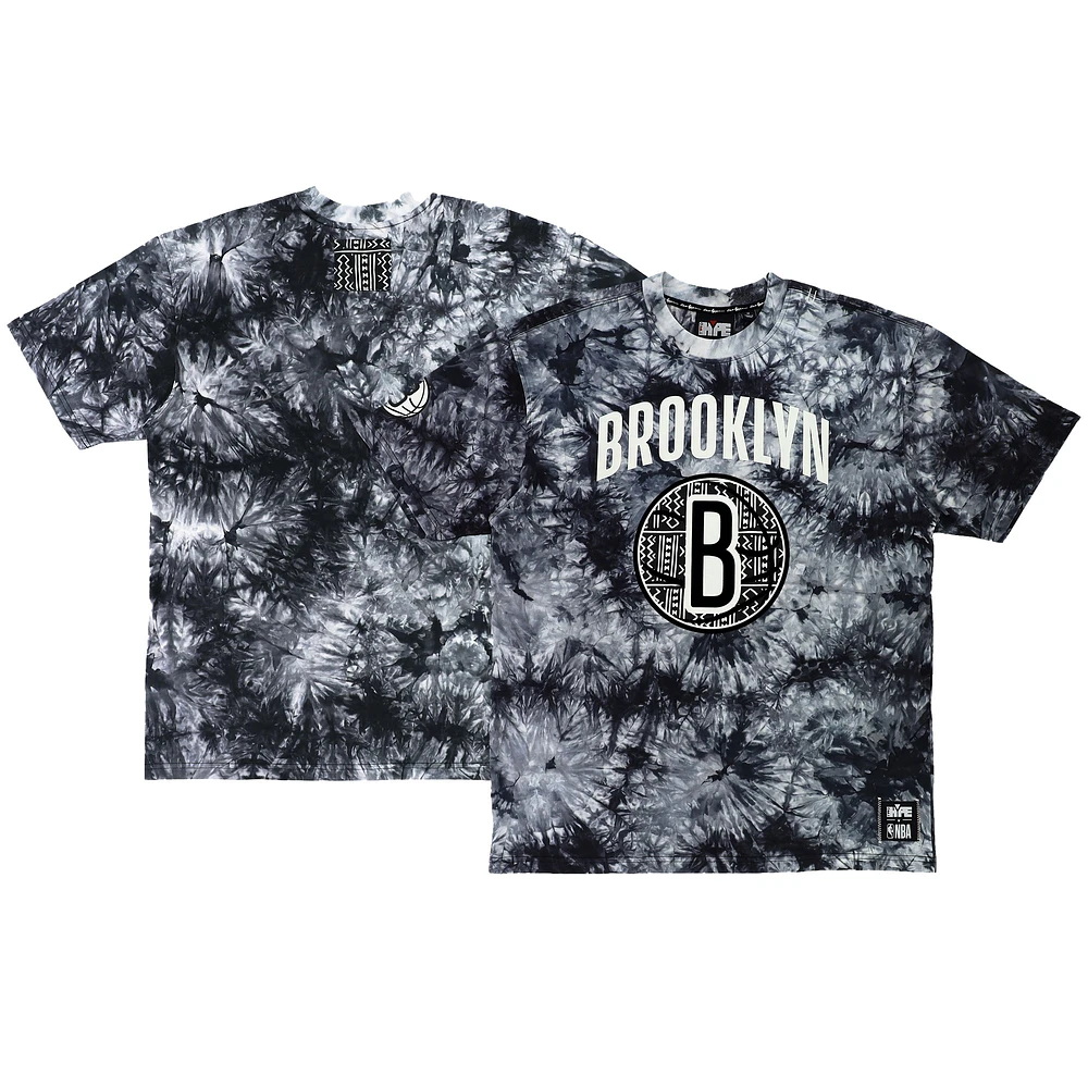 Unisex NBA x Two Hype  Black Brooklyn Nets Culture & Hoops Tie-Dye T-Shirt