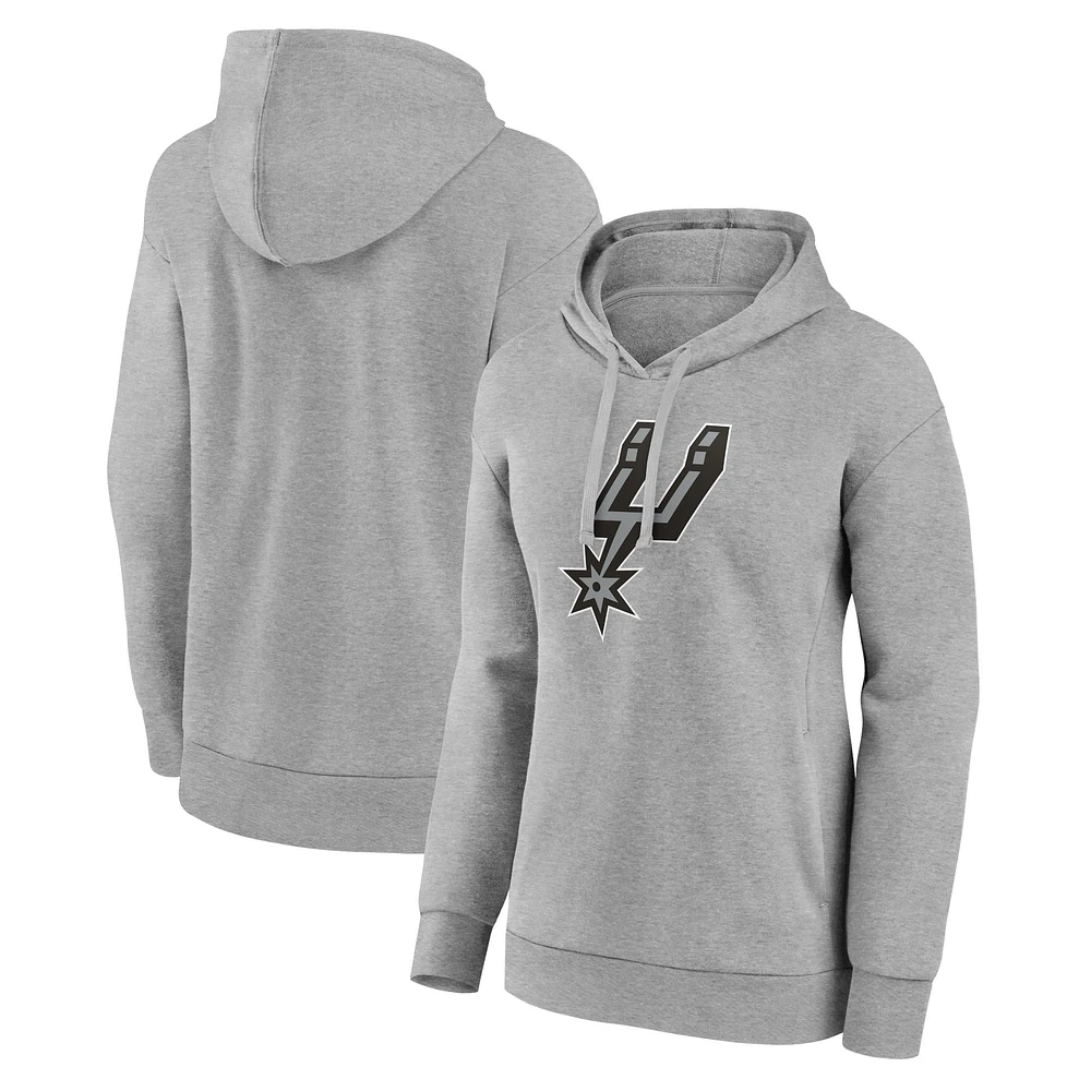Women's Gray San Antonio Spurs Primary Logo Pullover Hoodie