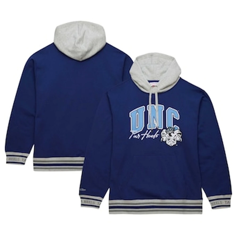 Men's Mitchell & Ness Navy North Carolina Tar Heels Arched Fleece Pullover Hoodie