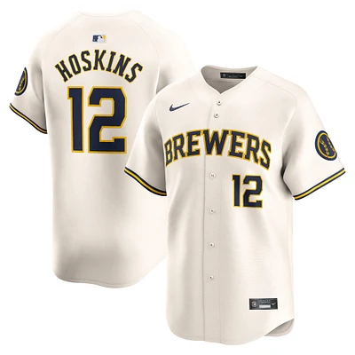 Men's Nike Rhys Hoskins Cream Milwaukee Brewers Home Limited Player Jersey