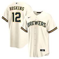 Men's Nike Rhys Hoskins Cream Milwaukee Brewers Home Replica Player Jersey