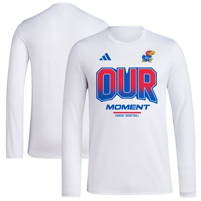 Unisex adidas  White Kansas Jayhawks 2024 On-Court Bench Our Moment Long Sleeve T-Shirt