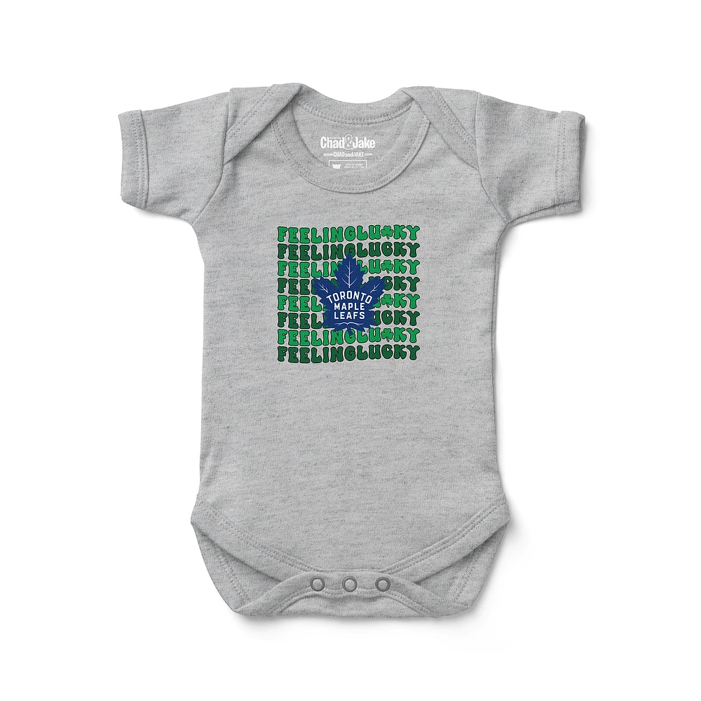 Infant Chad & Jake Heather Gray Toronto Maple Leafs Feeling Lucky Bodysuit