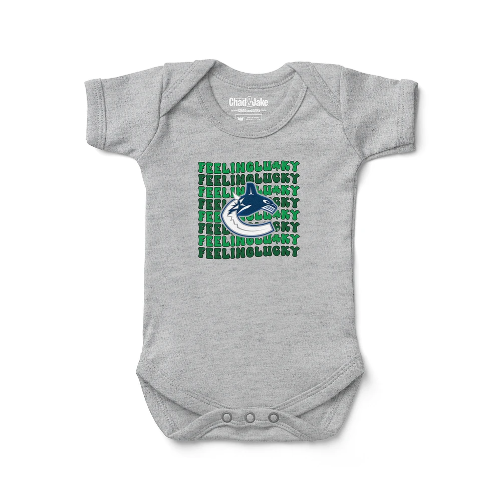 Infant Chad & Jake Heather Gray Vancouver Canucks Feeling Lucky Bodysuit