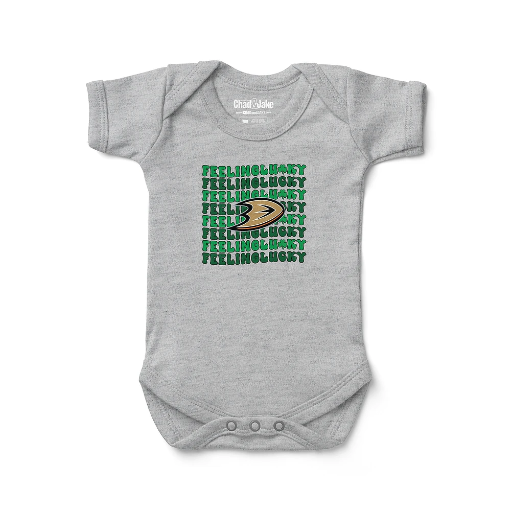 Infant Chad & Jake Heather Gray Anaheim Ducks Feeling Lucky Bodysuit