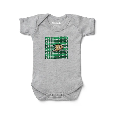 Infant Chad & Jake Heather Gray Anaheim Ducks Feeling Lucky Bodysuit