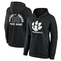 Women's Black Clemson Tigers Personalized Name & Number Monochrome Pullover Hoodie