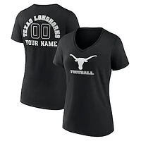 Women's Black Texas Longhorns Personalized Name & Number Monochrome V-Neck T-Shirt