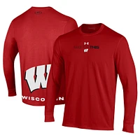 Unisex Under Armour  Red Wisconsin Badgers 2024 On-Court Bench Unity Performance Long Sleeve T-Shirt