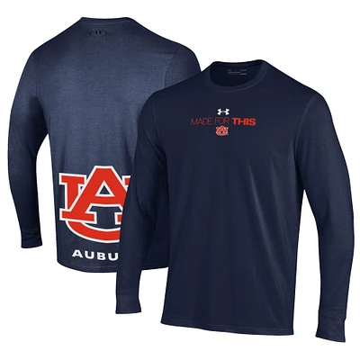 Unisex Under Armour  Navy Auburn Tigers 2024 On-Court Bench Unity Performance Long Sleeve T-Shirt