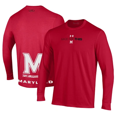 Unisex Under Armour  Red Maryland Terrapins 2024 On-Court Bench Unity Performance Long Sleeve T-Shirt