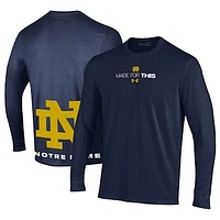 Unisex Under Armour  Navy Notre Dame Fighting Irish 2024 On-Court Bench Unity Performance Long Sleeve T-Shirt