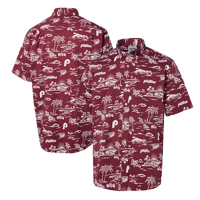 Men's Reyn Spooner Burgundy Philadelphia Phillies Cooperstown Collection Kekai Button-Down Shirt