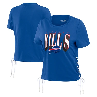 Women's WEAR by Erin Andrews Royal Buffalo Bills Lace Up Side Modest Cropped T-Shirt